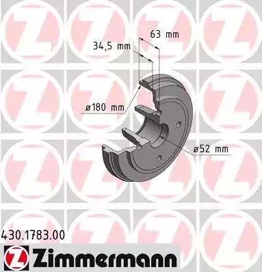 Zimmermann 430.1783.00 - Əyləc barabanı furqanavto.az