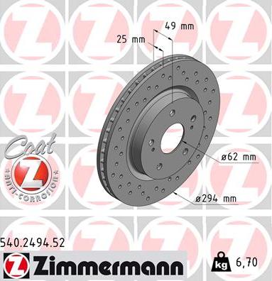 Zimmermann 540.2494.52 - Əyləc Diski furqanavto.az