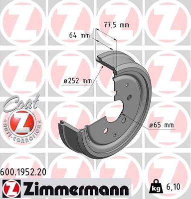 Zimmermann 600.1952.20 - Əyləc barabanı furqanavto.az