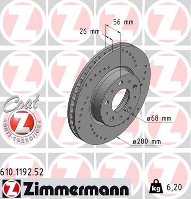 Zimmermann 610.1192.52 - Əyləc Diski furqanavto.az