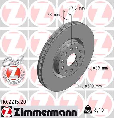 Zimmermann 110.2215.20 - Əyləc Diski furqanavto.az