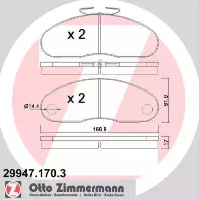 Zimmermann 29947.170.3 - Əyləc altlığı dəsti, əyləc diski furqanavto.az