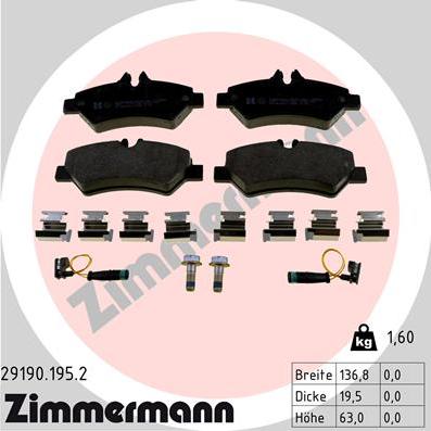 Zimmermann 29190.195.2 - Əyləc altlığı dəsti, əyləc diski furqanavto.az