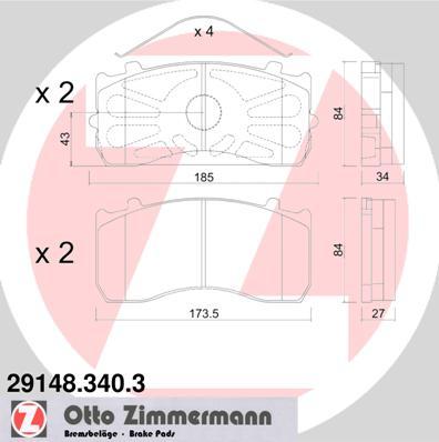 Zimmermann 29148.340.3 - Əyləc altlığı dəsti, əyləc diski furqanavto.az