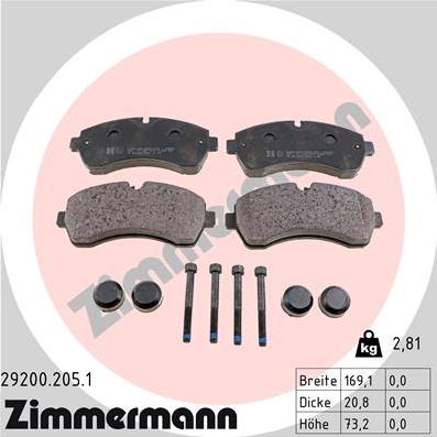 Zimmermann 29200.205.1 - Əyləc altlığı dəsti, əyləc diski furqanavto.az