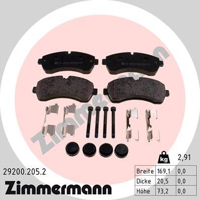 Zimmermann 29200.205.2 - Əyləc altlığı dəsti, əyləc diski furqanavto.az