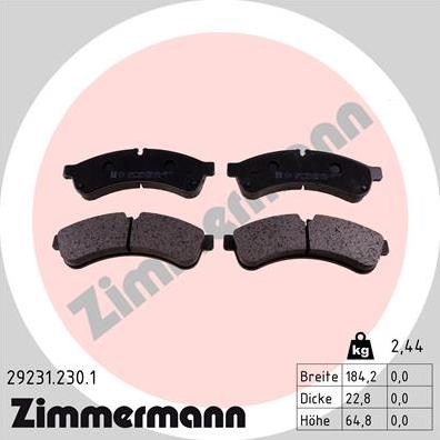 Zimmermann 29231.230.1 - Əyləc altlığı dəsti, əyləc diski furqanavto.az