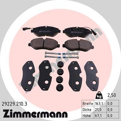 Zimmermann 29229.210.3 - Əyləc altlığı dəsti, əyləc diski furqanavto.az