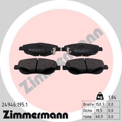 Zimmermann 24946.195.1 - Əyləc altlığı dəsti, əyləc diski furqanavto.az