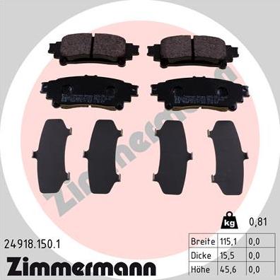 Zimmermann 24918.150.1 - Əyləc altlığı dəsti, əyləc diski furqanavto.az