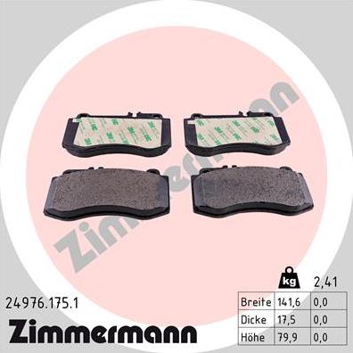 Zimmermann 24976.175.1 - Əyləc altlığı dəsti, əyləc diski furqanavto.az