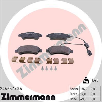 Zimmermann 24465.190.4 - Əyləc altlığı dəsti, əyləc diski furqanavto.az