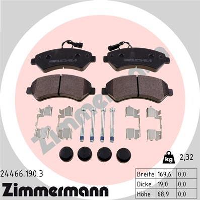 Zimmermann 24466.190.3 - Əyləc altlığı dəsti, əyləc diski furqanavto.az