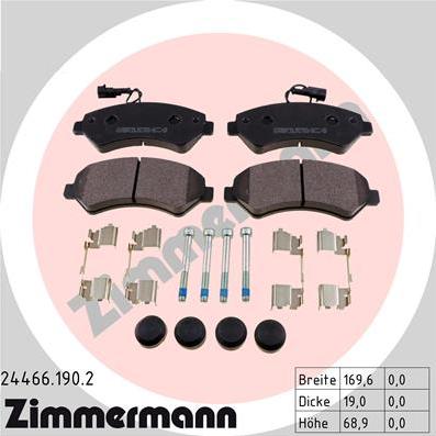 Zimmermann 24466.190.2 - Əyləc altlığı dəsti, əyləc diski furqanavto.az