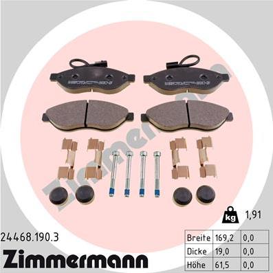 Zimmermann 24468.190.3 - Əyləc altlığı dəsti, əyləc diski furqanavto.az