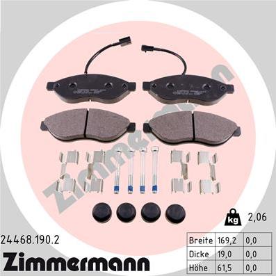 Zimmermann 24468.190.2 - Əyləc altlığı dəsti, əyləc diski furqanavto.az