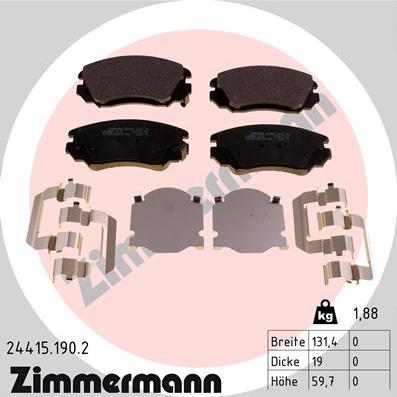 Zimmermann 24415.190.2 - Əyləc altlığı dəsti, əyləc diski furqanavto.az