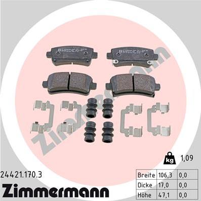 Zimmermann 24421.170.3 - Əyləc altlığı dəsti, əyləc diski furqanavto.az