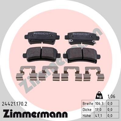 Zimmermann 24421.170.2 - Əyləc altlığı dəsti, əyləc diski furqanavto.az