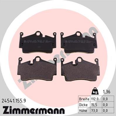 Zimmermann 24541.155.9 - Əyləc altlığı dəsti, əyləc diski furqanavto.az