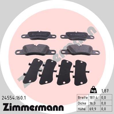 Zimmermann 24554.160.1 - Əyləc altlığı dəsti, əyləc diski furqanavto.az