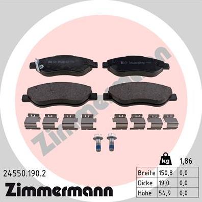 Zimmermann 24550.190.2 - Əyləc altlığı dəsti, əyləc diski furqanavto.az