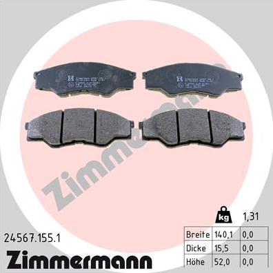 Zimmermann 24567.155.1 - Əyləc altlığı dəsti, əyləc diski furqanavto.az