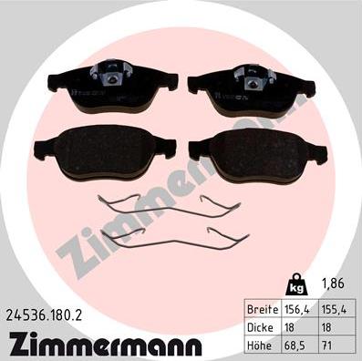 Zimmermann 24536.180.2 - Əyləc altlığı dəsti, əyləc diski furqanavto.az