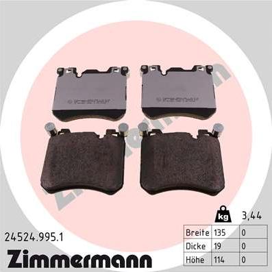 Zimmermann 24524.995.1 - Əyləc altlığı dəsti, əyləc diski furqanavto.az