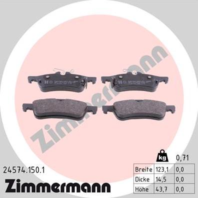 Zimmermann 24574.150.1 - Əyləc altlığı dəsti, əyləc diski furqanavto.az