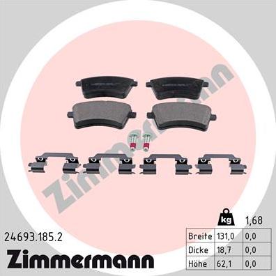 Zimmermann 24693.185.2 - Əyləc altlığı dəsti, əyləc diski furqanavto.az