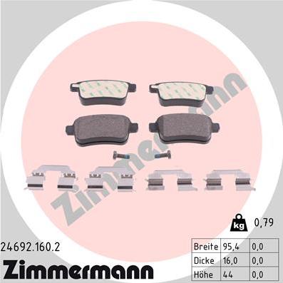 Zimmermann 24692.160.2 - Əyləc altlığı dəsti, əyləc diski furqanavto.az