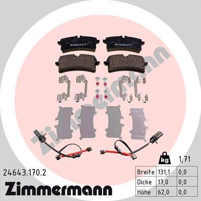 Zimmermann 24643.170.2 - Əyləc altlığı dəsti, əyləc diski furqanavto.az