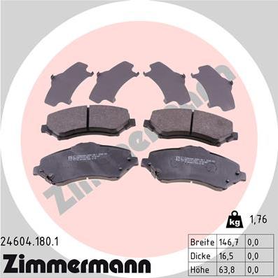 Zimmermann 24604.180.1 - Əyləc altlığı dəsti, əyləc diski furqanavto.az