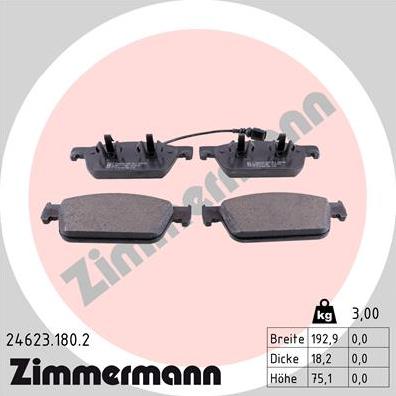 Zimmermann 24623.180.2 - Əyləc altlığı dəsti, əyləc diski furqanavto.az