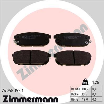 Zimmermann 24058.155.1 - Əyləc altlığı dəsti, əyləc diski www.furqanavto.az