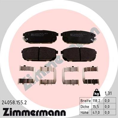 Zimmermann 24058.155.2 - Əyləc altlığı dəsti, əyləc diski www.furqanavto.az