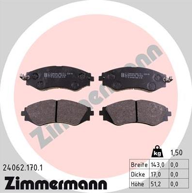 Zimmermann 24062.170.1 - Əyləc altlığı dəsti, əyləc diski furqanavto.az