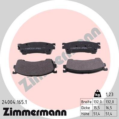 Zimmermann 24004.165.1 - Əyləc altlığı dəsti, əyləc diski furqanavto.az