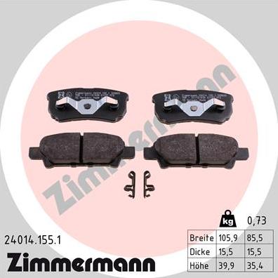 Zimmermann 24014.155.1 - Əyləc altlığı dəsti, əyləc diski furqanavto.az