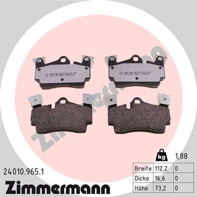 Zimmermann 24010.965.1 - Əyləc altlığı dəsti, əyləc diski furqanavto.az