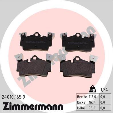 Zimmermann 24010.165.9 - Əyləc altlığı dəsti, əyləc diski furqanavto.az