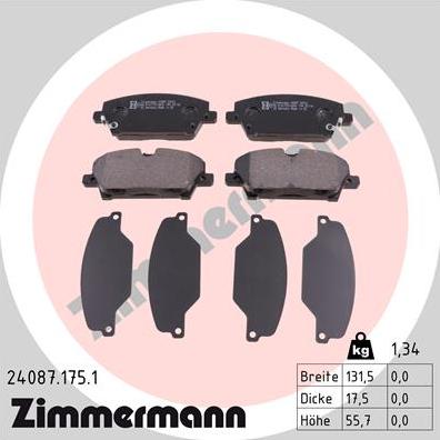 Zimmermann 24087.175.1 - Əyləc altlığı dəsti, əyləc diski furqanavto.az