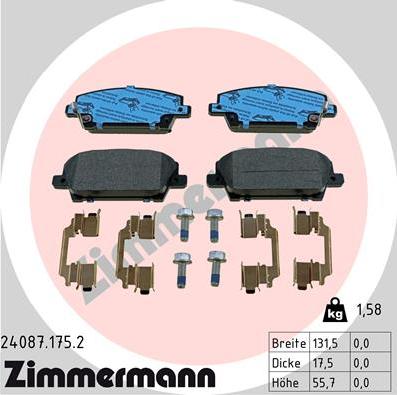 Zimmermann 24087.175.2 - Əyləc altlığı dəsti, əyləc diski furqanavto.az