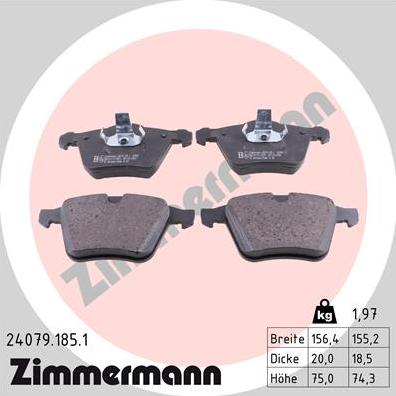 Zimmermann 24079.185.1 - Əyləc altlığı dəsti, əyləc diski furqanavto.az