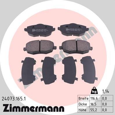 Zimmermann 24073.165.1 - Əyləc altlığı dəsti, əyləc diski furqanavto.az