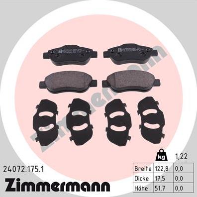 Zimmermann 24072.175.1 - Əyləc altlığı dəsti, əyləc diski furqanavto.az