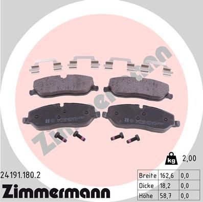 Zimmermann 24191.180.2 - Əyləc altlığı dəsti, əyləc diski furqanavto.az