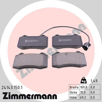 Zimmermann 24143.150.1 - Əyləc altlığı dəsti, əyləc diski furqanavto.az