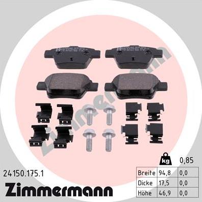 Zimmermann 24150.175.1 - Əyləc altlığı dəsti, əyləc diski furqanavto.az